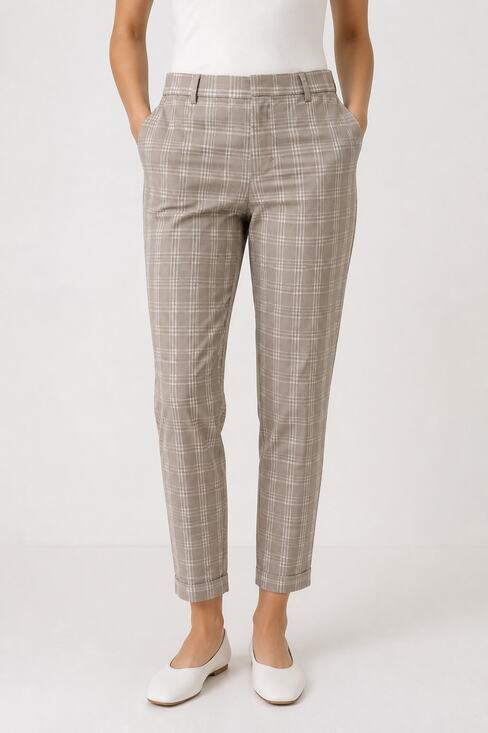 H&M Pants - H&M Skinny Fit Plaid Pants US 30 Brown White